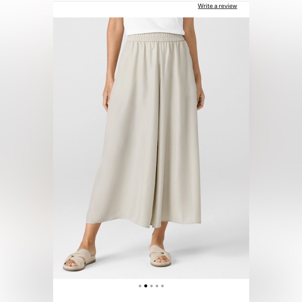 Eileen Fisher silk cropped pant LEAF GREEN NWT